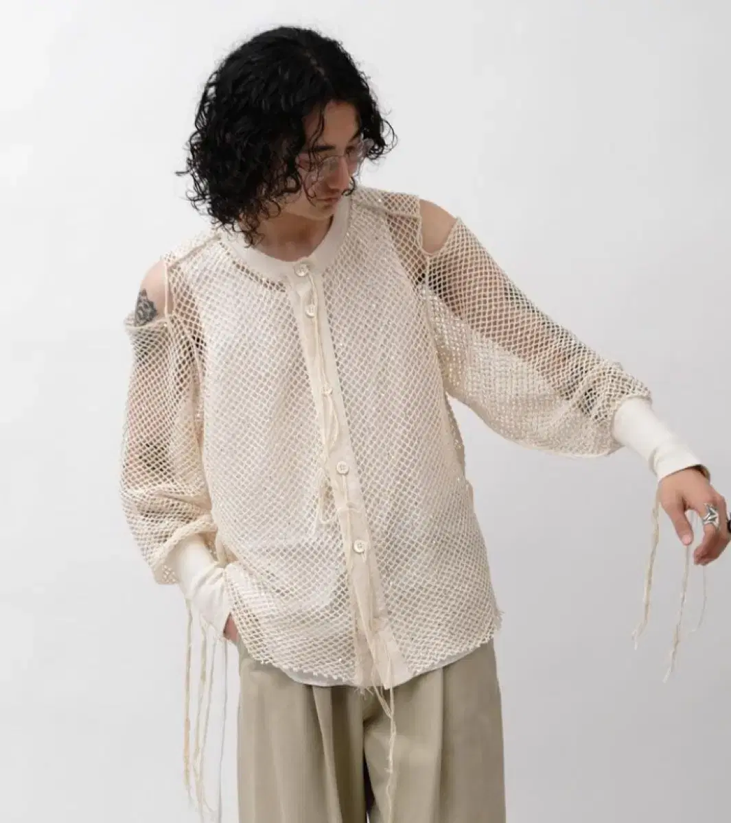 Midorikawa 24ss SEQUIN MESH SHIRTS